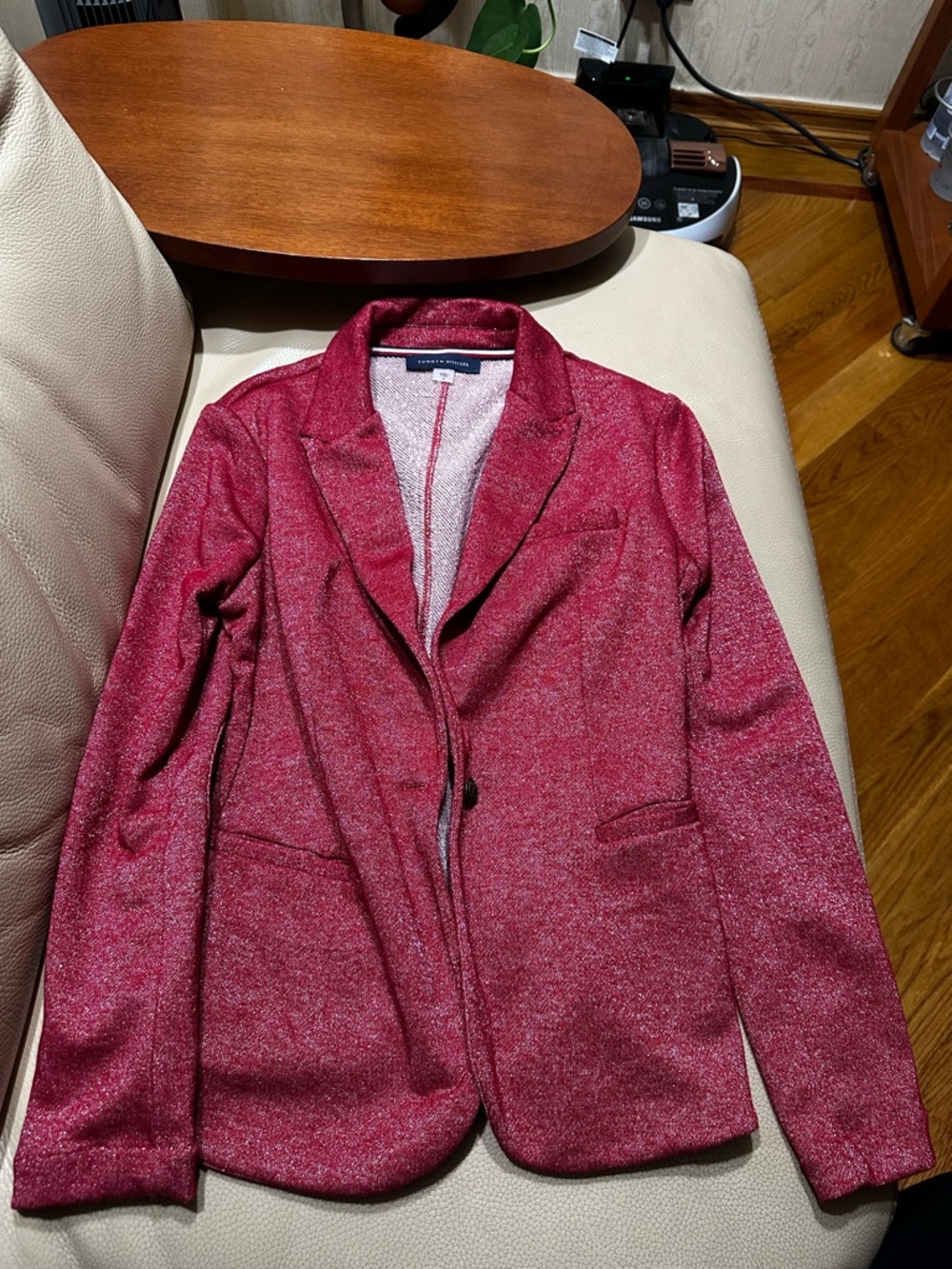 Tommy Hilfiger Shimmery Berry Pink Shimmer Blazer Jacket